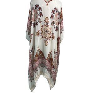 Kimono/Duster/Cover Up One size bege cream gold pink tassel fringe hem